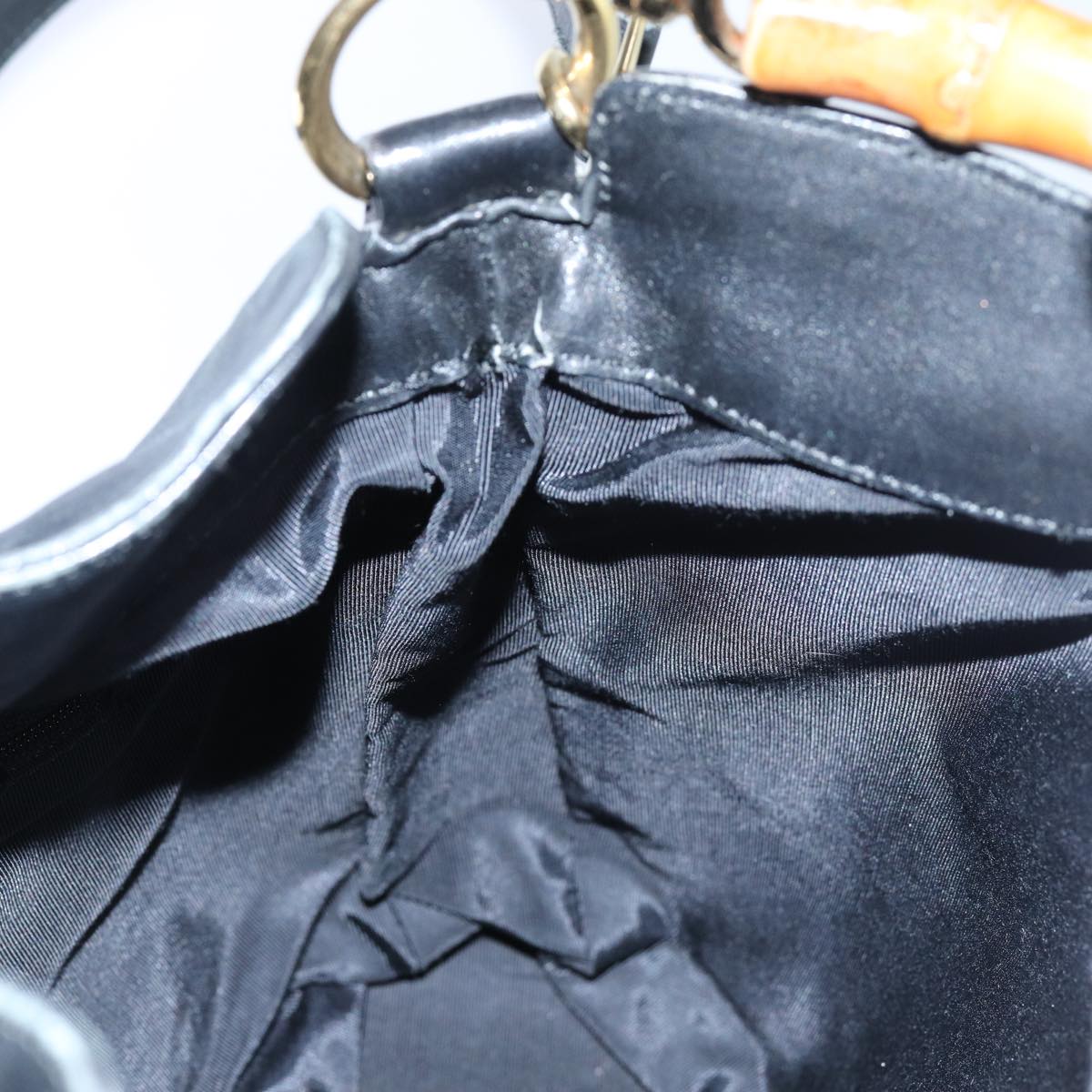 GUCCI Bamboo Shoulder Bag Leather 2way Black 71119