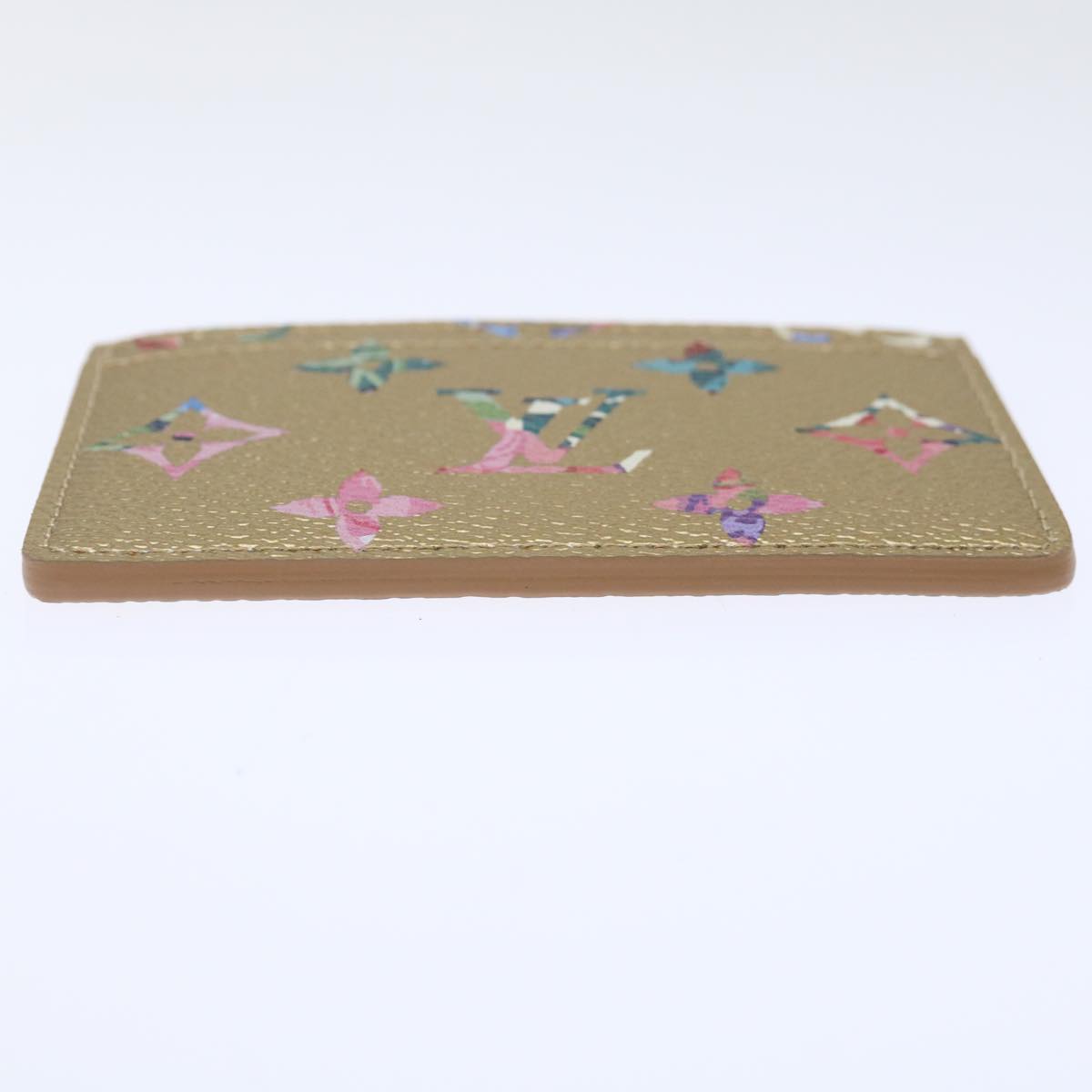 LOUIS VUITTON Floral Flower Porte Cartes Simple Case Gold M81726 LV 71134A