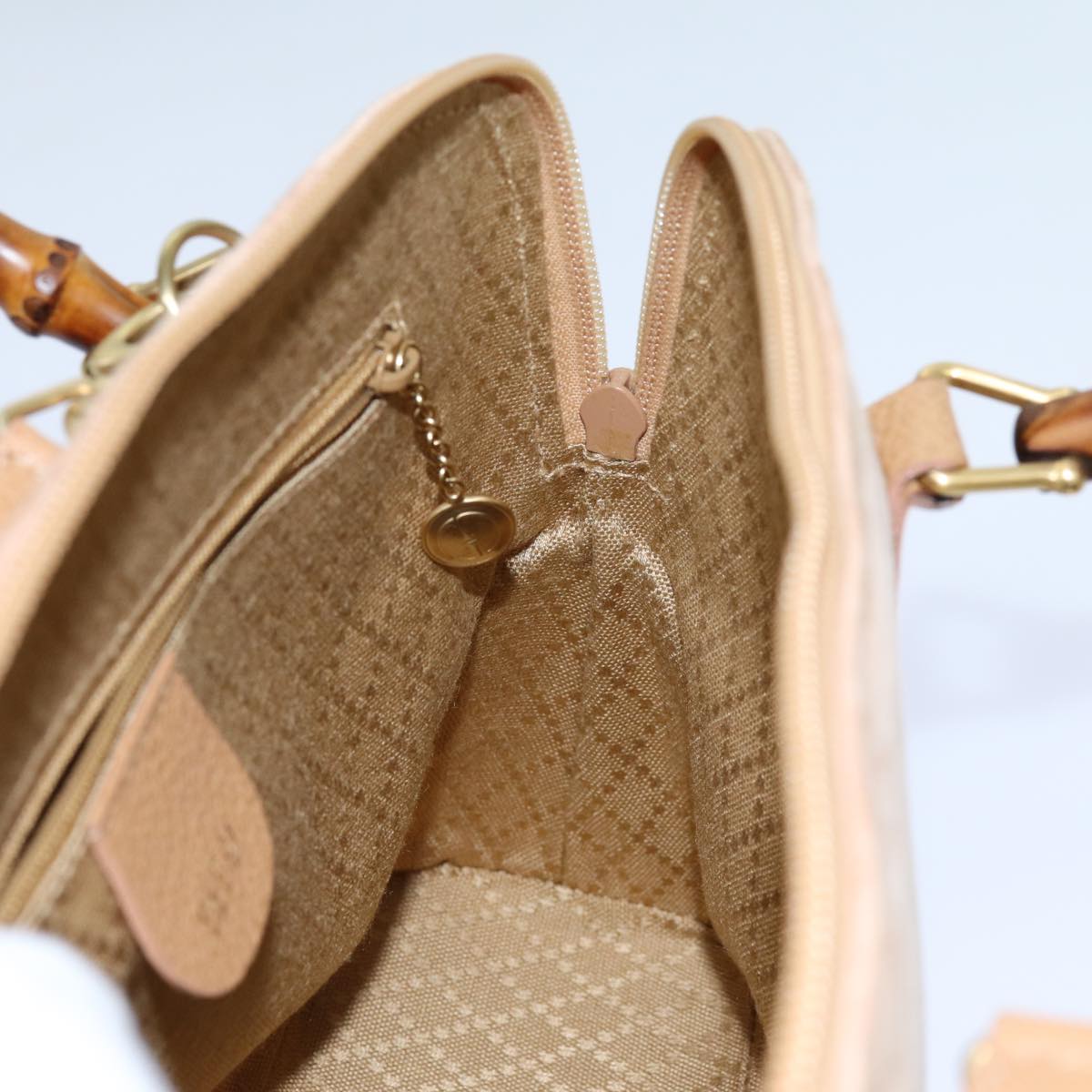 GUCCI Bamboo Hand Bag Suede 2way Brown 71164