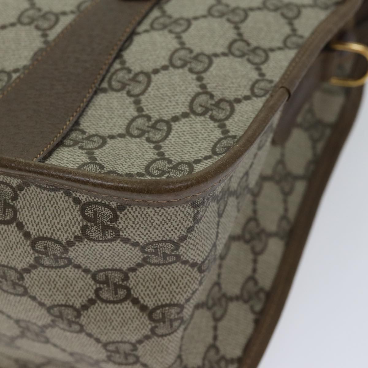 GUCCI GG Canvas Web Sherry Line Hand Bag PVC 2way Beige Green Red 71167
