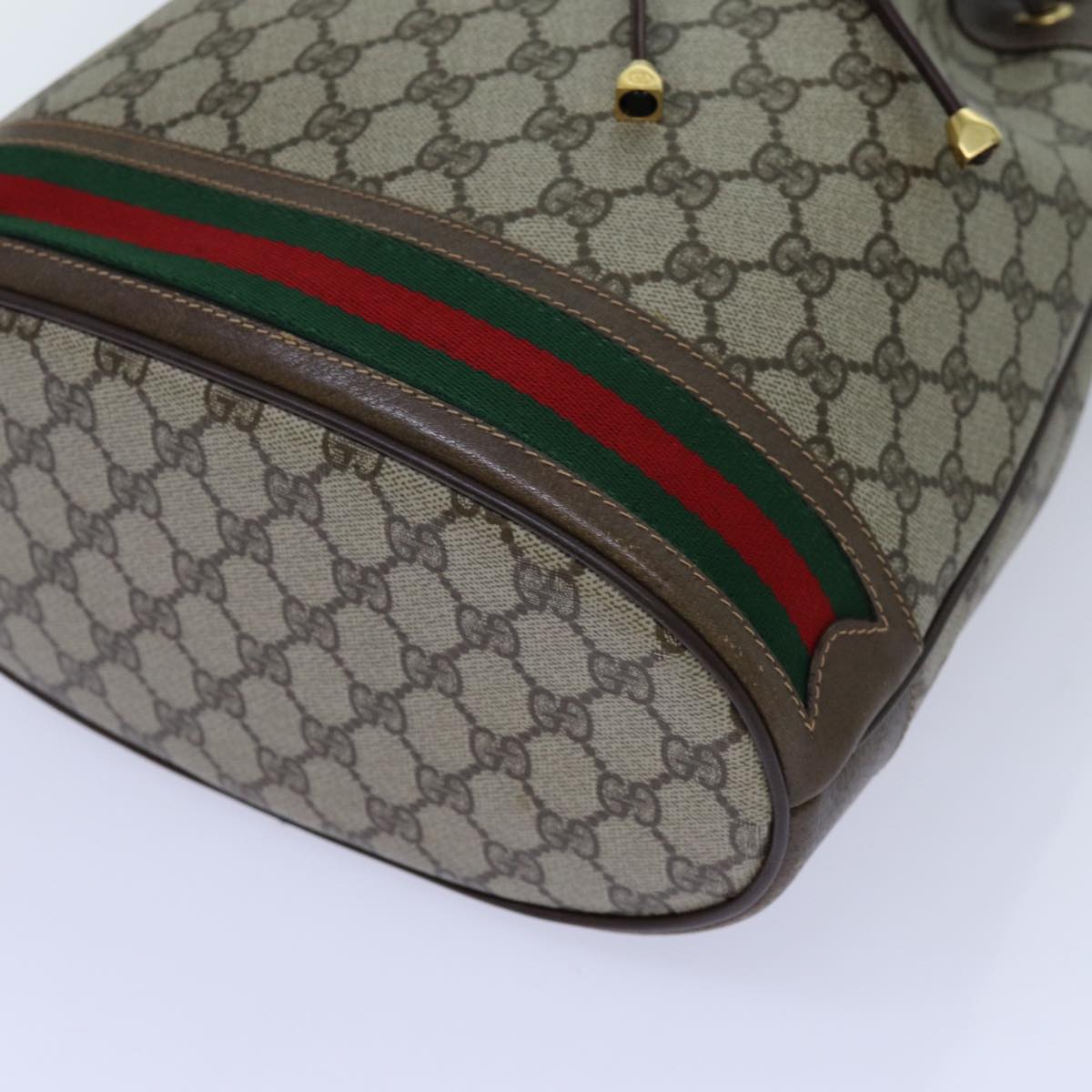 GUCCI GG Canvas Web Sherry Line Shoulder Bag PVC Beige Green Red 71174