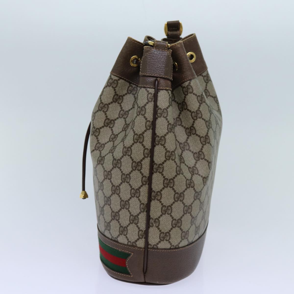 GUCCI GG Canvas Web Sherry Line Shoulder Bag PVC Beige Green Red 71174