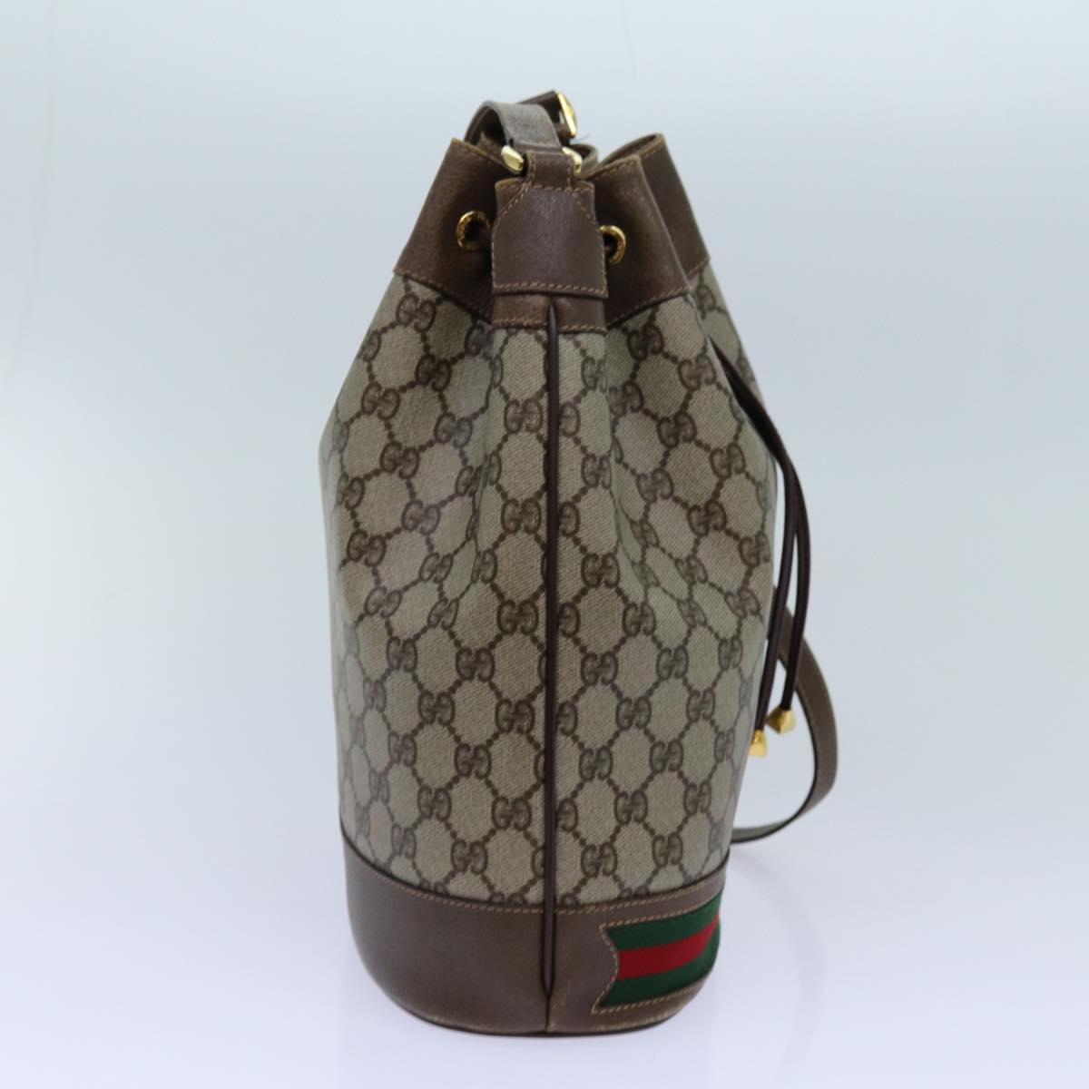 GUCCI GG Canvas Web Sherry Line Shoulder Bag PVC Beige Green Red 71174