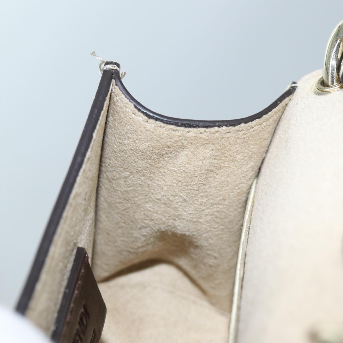 FENDI Canai Shoulder Bag Leather Champagne Gold 71179A