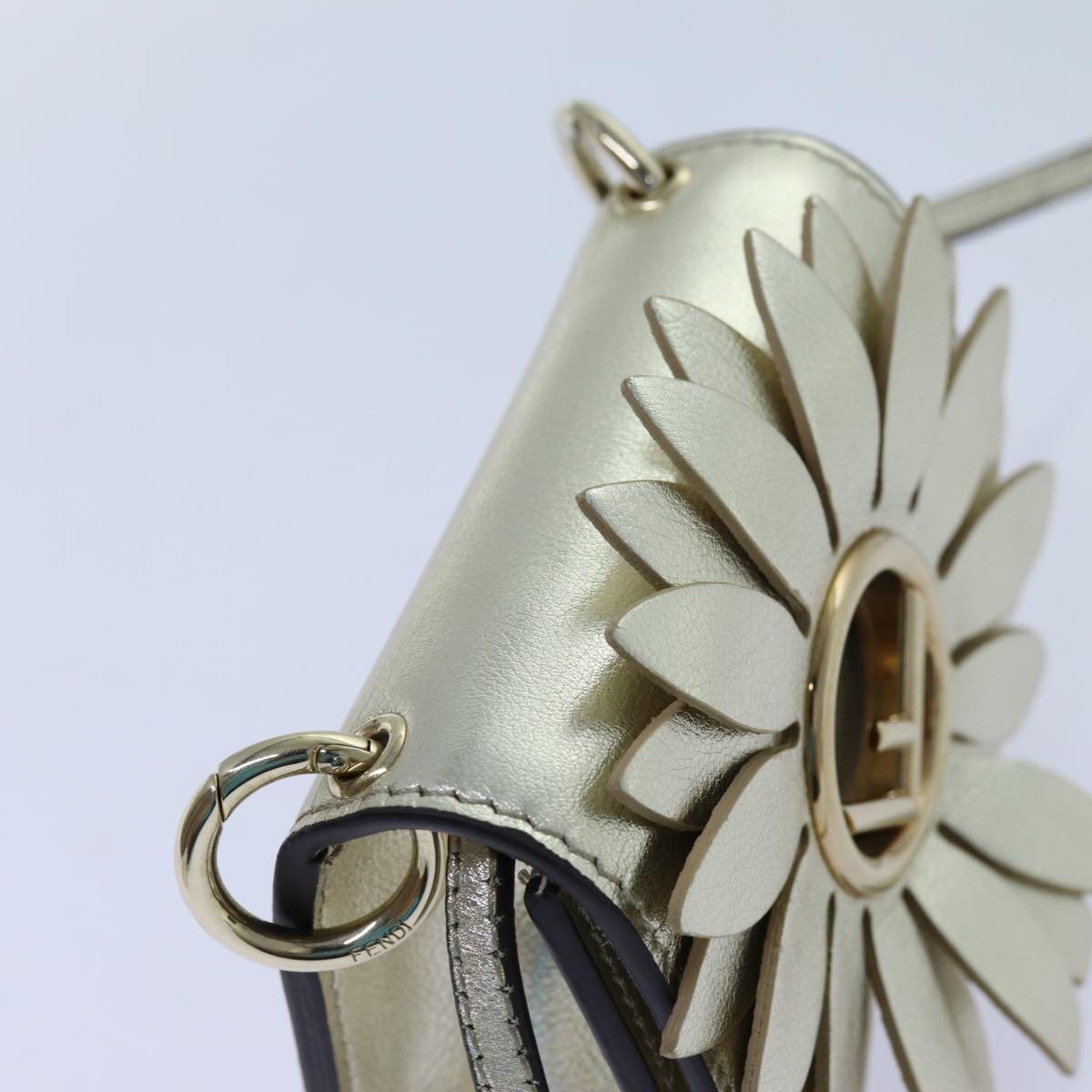 FENDI Canai Shoulder Bag Leather Champagne Gold 71179A