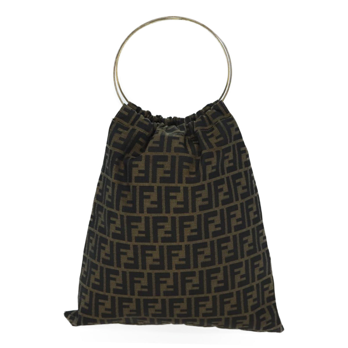 FENDI Zucca Canvas Hand Bag Brown Black 71184