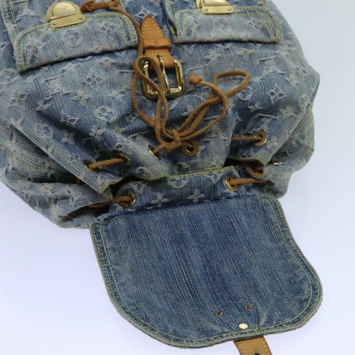 LOUIS VUITTON Monogram Denim Sac A DosGM Backpack Blue M95056 LV 71186
