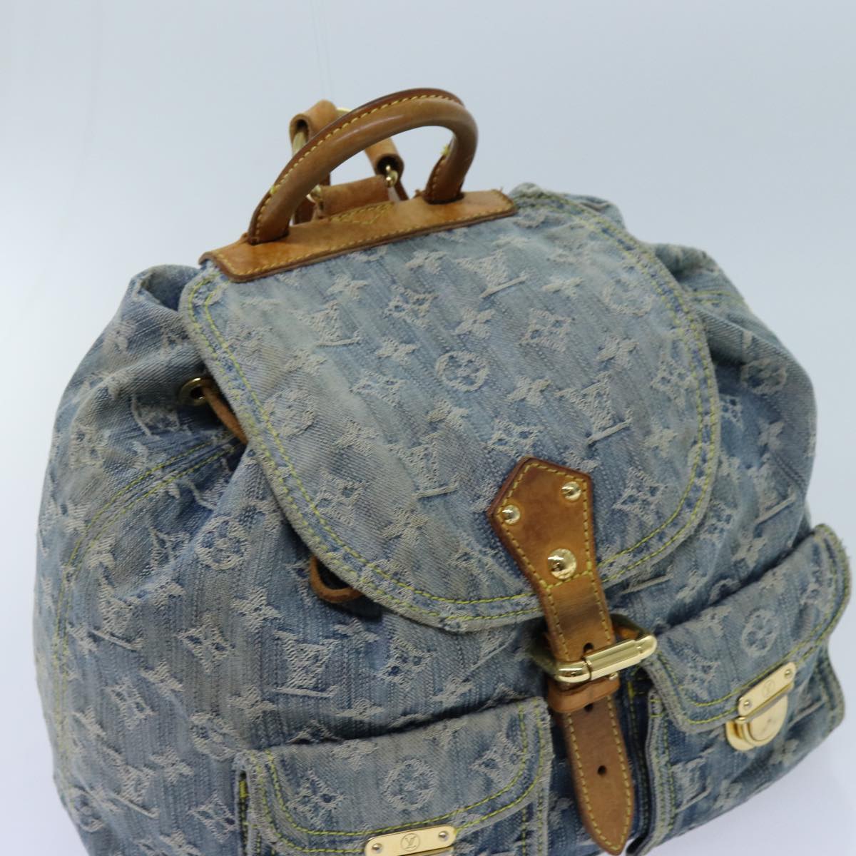 LOUIS VUITTON Monogram Denim Sac A DosGM Backpack Blue M95056 LV 71186