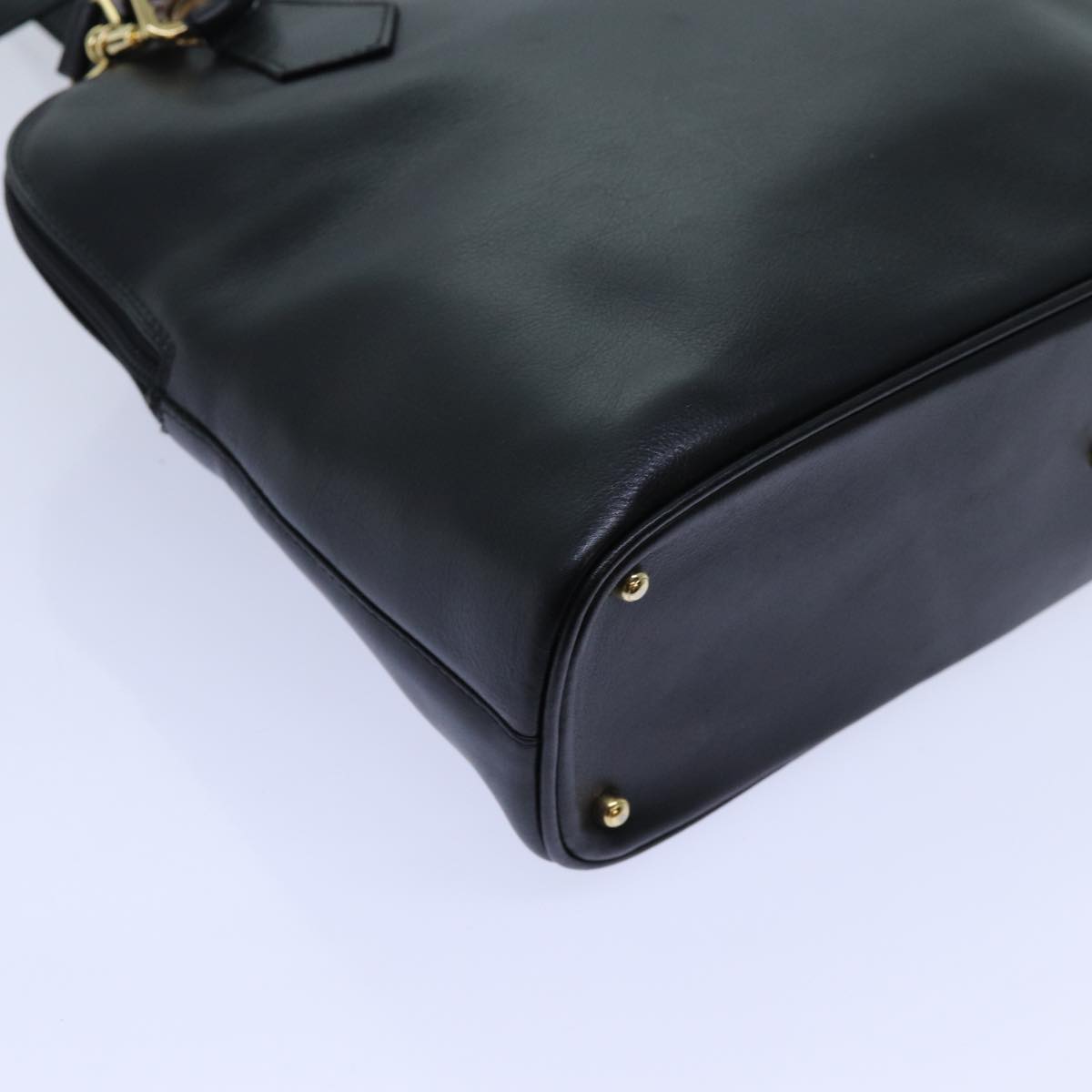 GUCCI Bamboo Hand Bag Leather 2way Black 71189