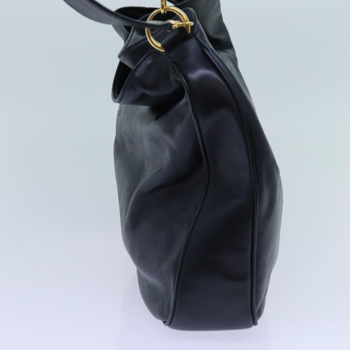 GUCCI Bamboo Hand Bag Leather 2way Navy 71190