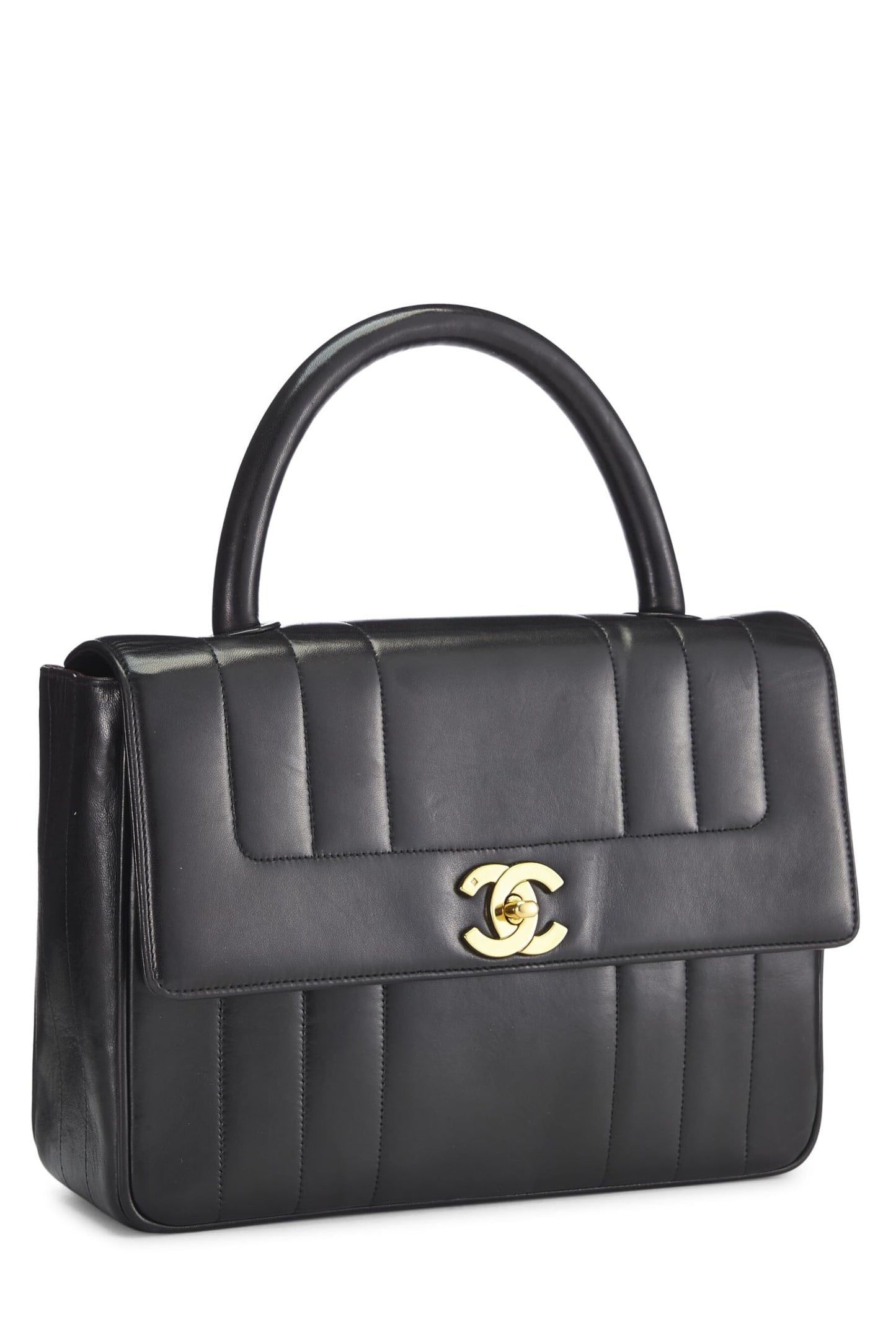 Chanel,  Black Vertical Lambskin Kelly, Black