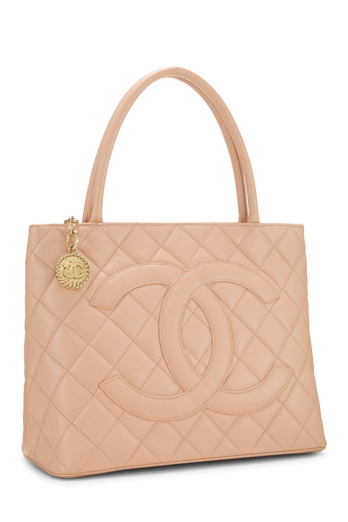 Chanel,  Pink Quilted Caviar Medallion Tote, Pink