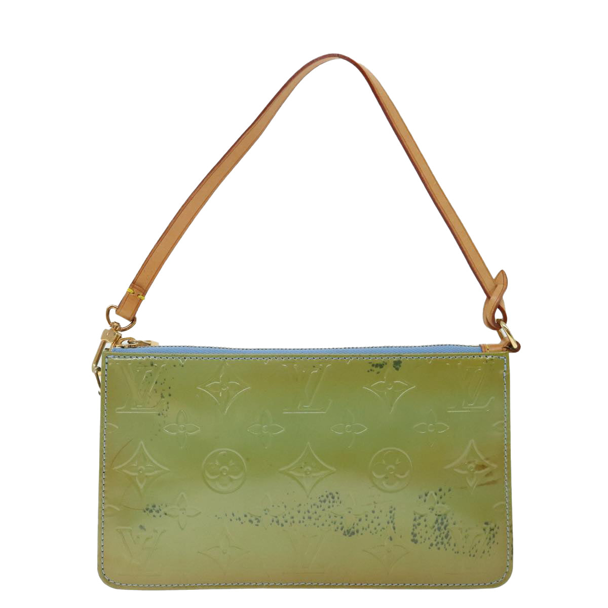 LOUIS VUITTON Monogram Vernis Lexington Pouch Baby Blue M91011 LV 71204