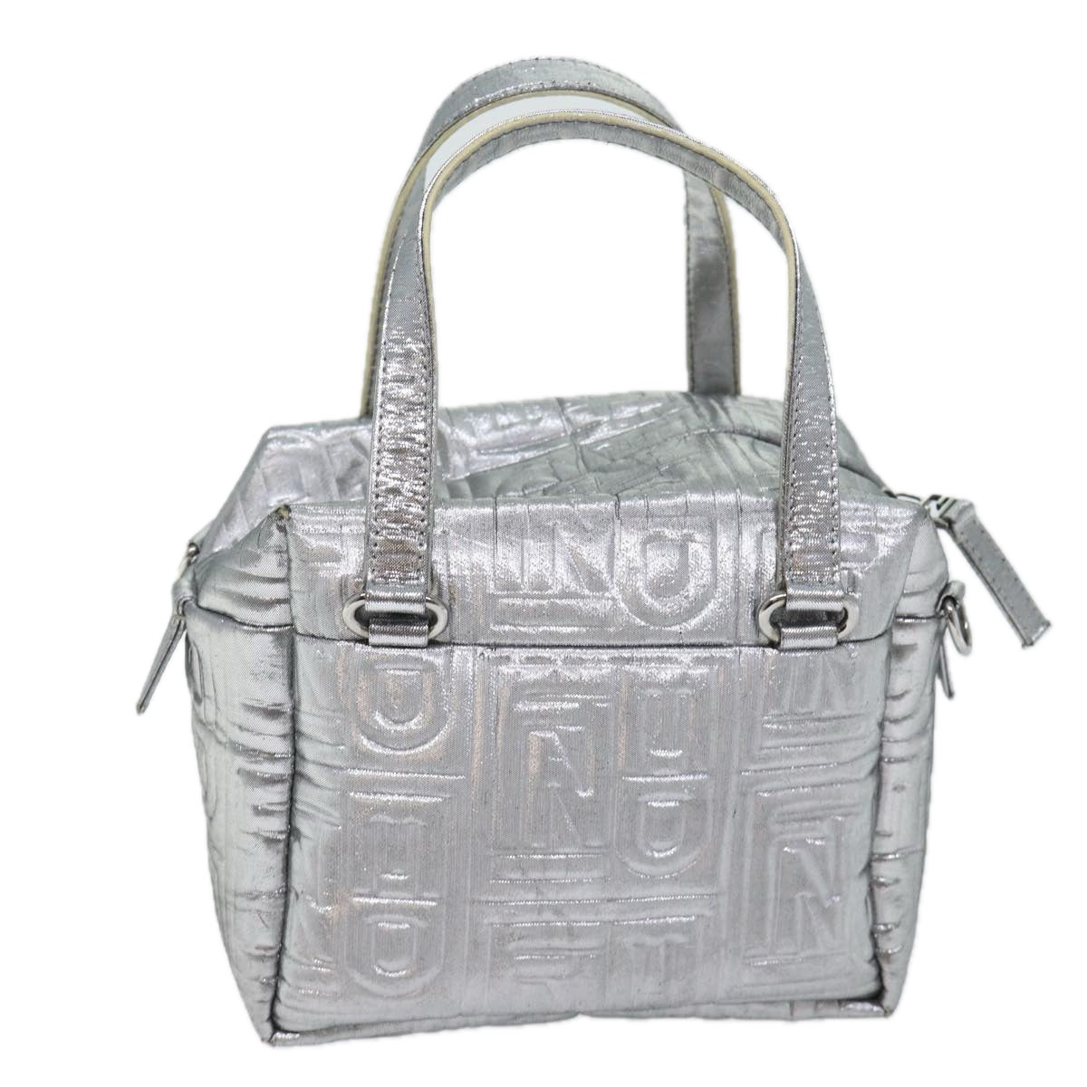 FENDI Zucca Canvas Hand Bag 2way Silver 71228