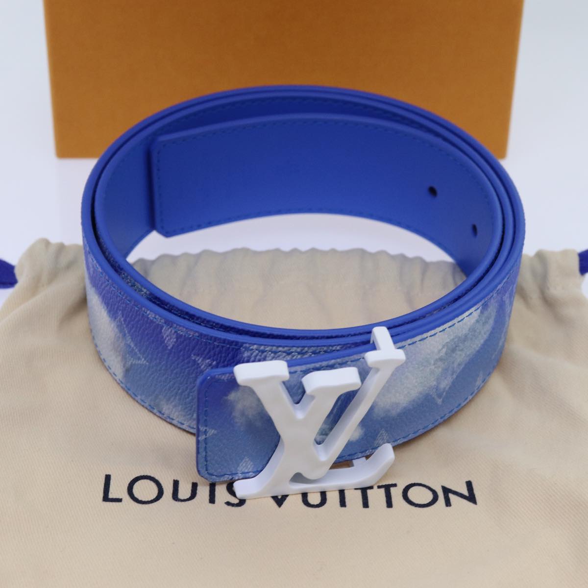 LOUIS VUITTON Monogram Clouds Ceinture LV Shape Belt 41.3"" MP261 LV 71236S
