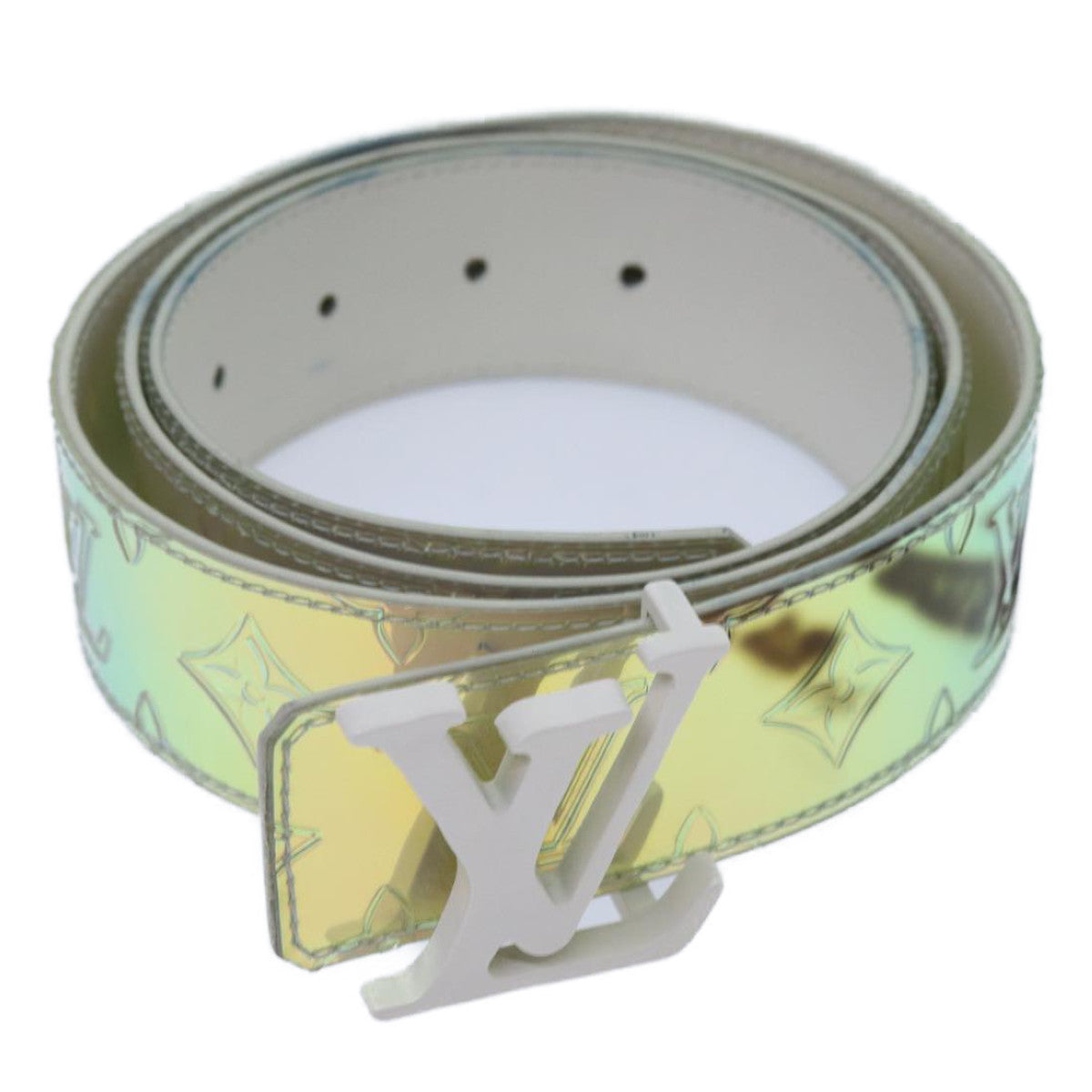 LOUIS VUITTON Prism Ceinture LV Shape Belt 44.1"" Silver M0219U LV 71237A
