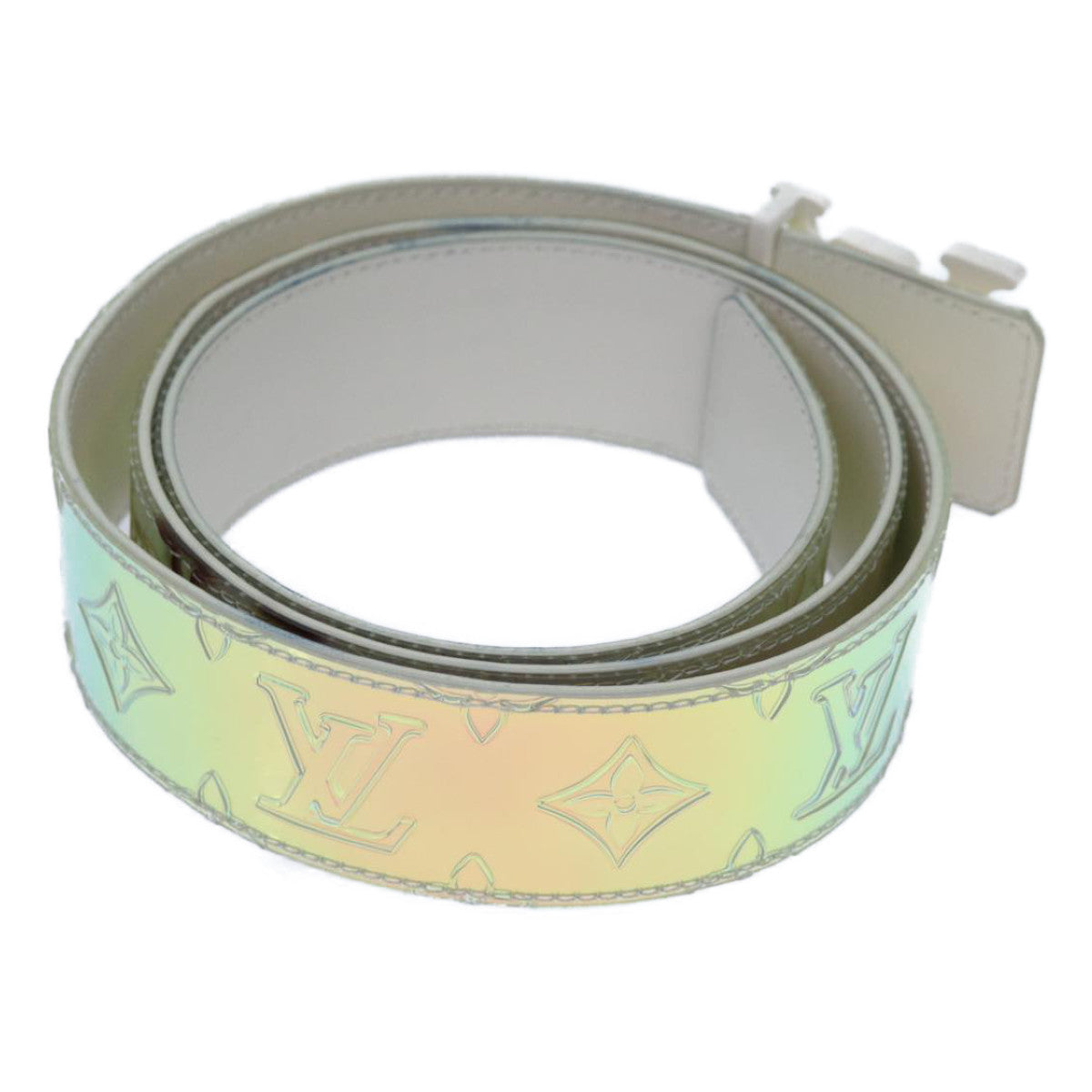 LOUIS VUITTON Prism Ceinture LV Shape Belt 44.1"" Silver M0219U LV 71237A