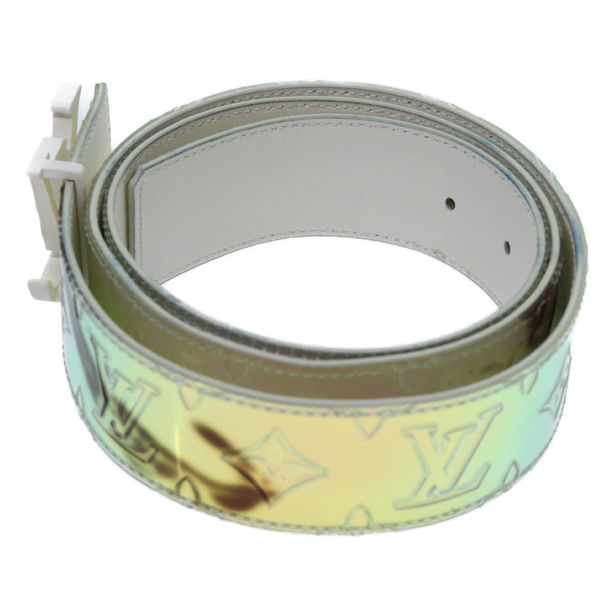 LOUIS VUITTON Prism Ceinture LV Shape Belt 44.1"" Silver M0219U LV 71237A