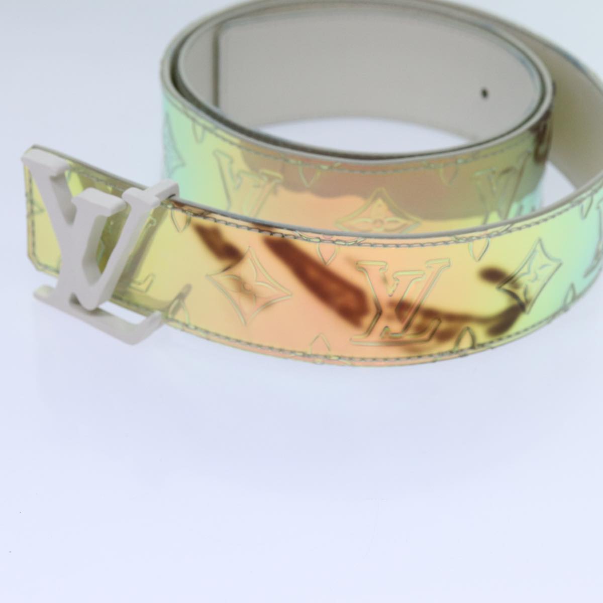 LOUIS VUITTON Prism Ceinture LV Shape Belt 44.1"" Silver M0219U LV 71237A