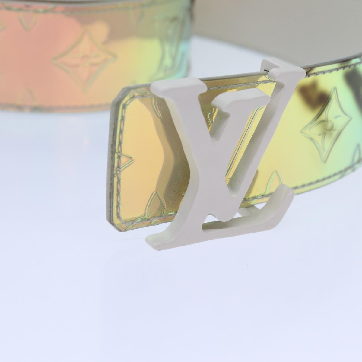 LOUIS VUITTON Prism Ceinture LV Shape Belt 44.1"" Silver M0219U LV 71237A