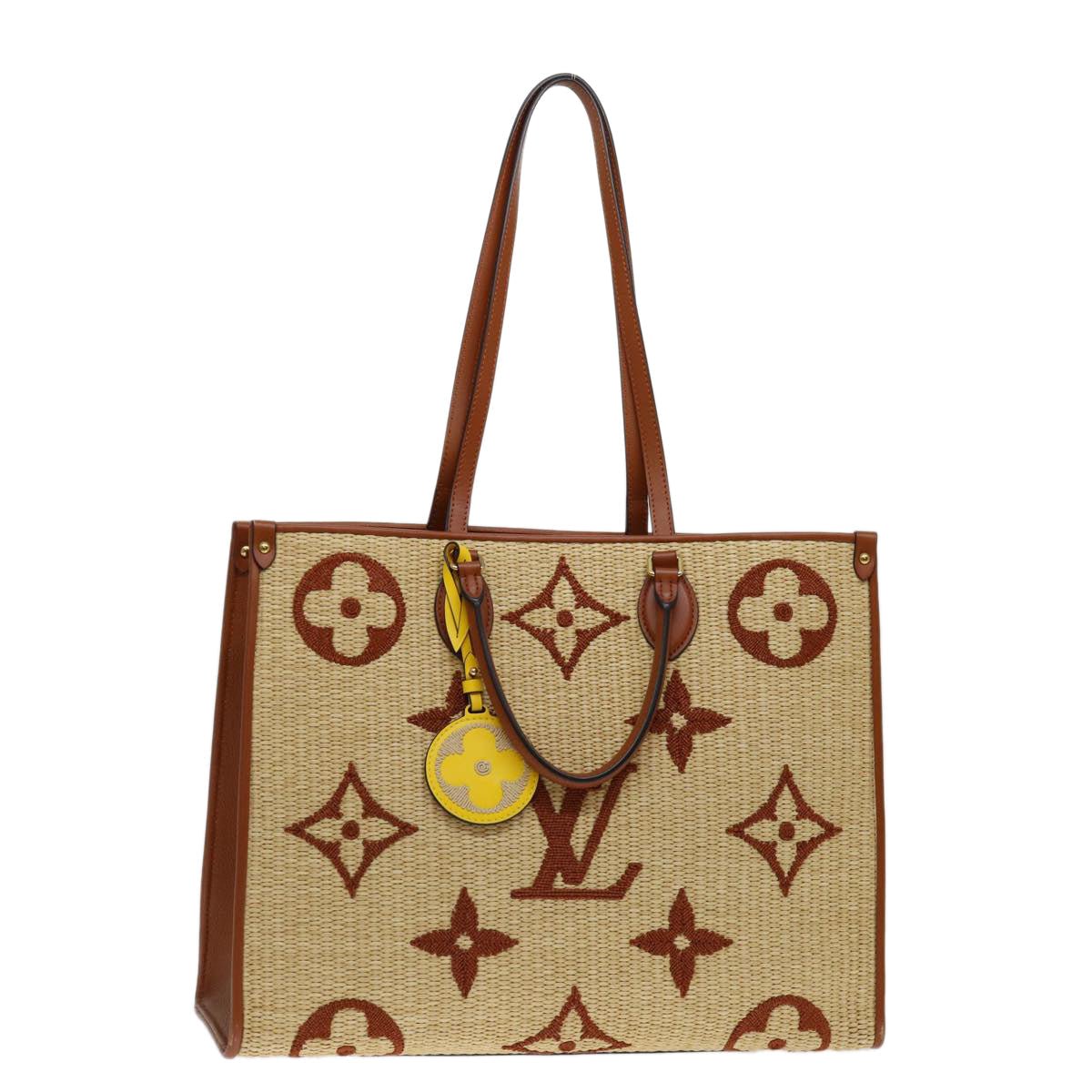 LOUIS VUITTON Monogram Raffia On The Go GM Tote Bag Beige M57644 LV 71272SA
