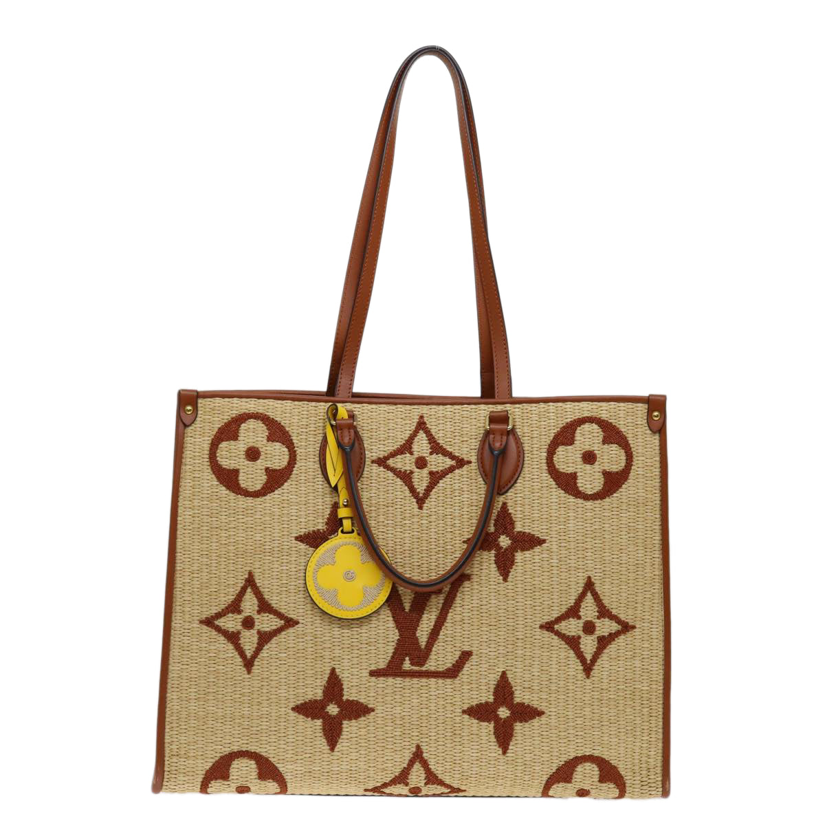 LOUIS VUITTON Monogram Raffia On The Go GM Tote Bag Beige M57644 LV 71272SA