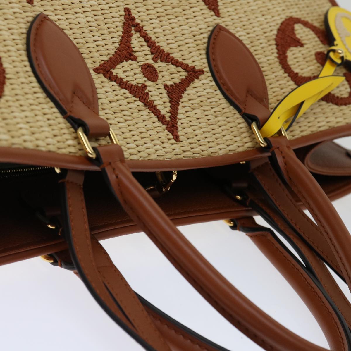 LOUIS VUITTON Monogram Raffia On The Go GM Tote Bag Beige M57644 LV 71272SA