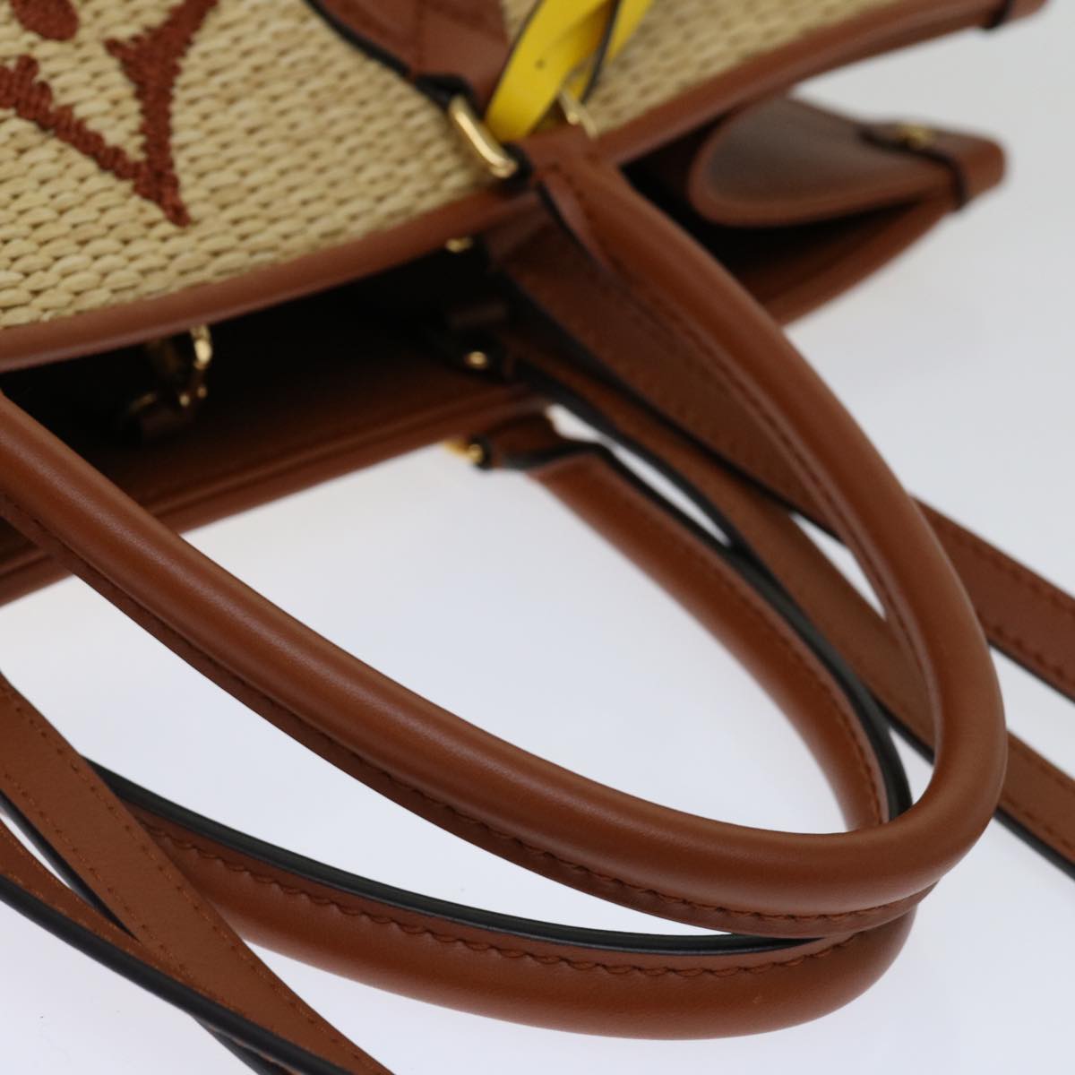 LOUIS VUITTON Monogram Raffia On The Go GM Tote Bag Beige M57644 LV 71272SA