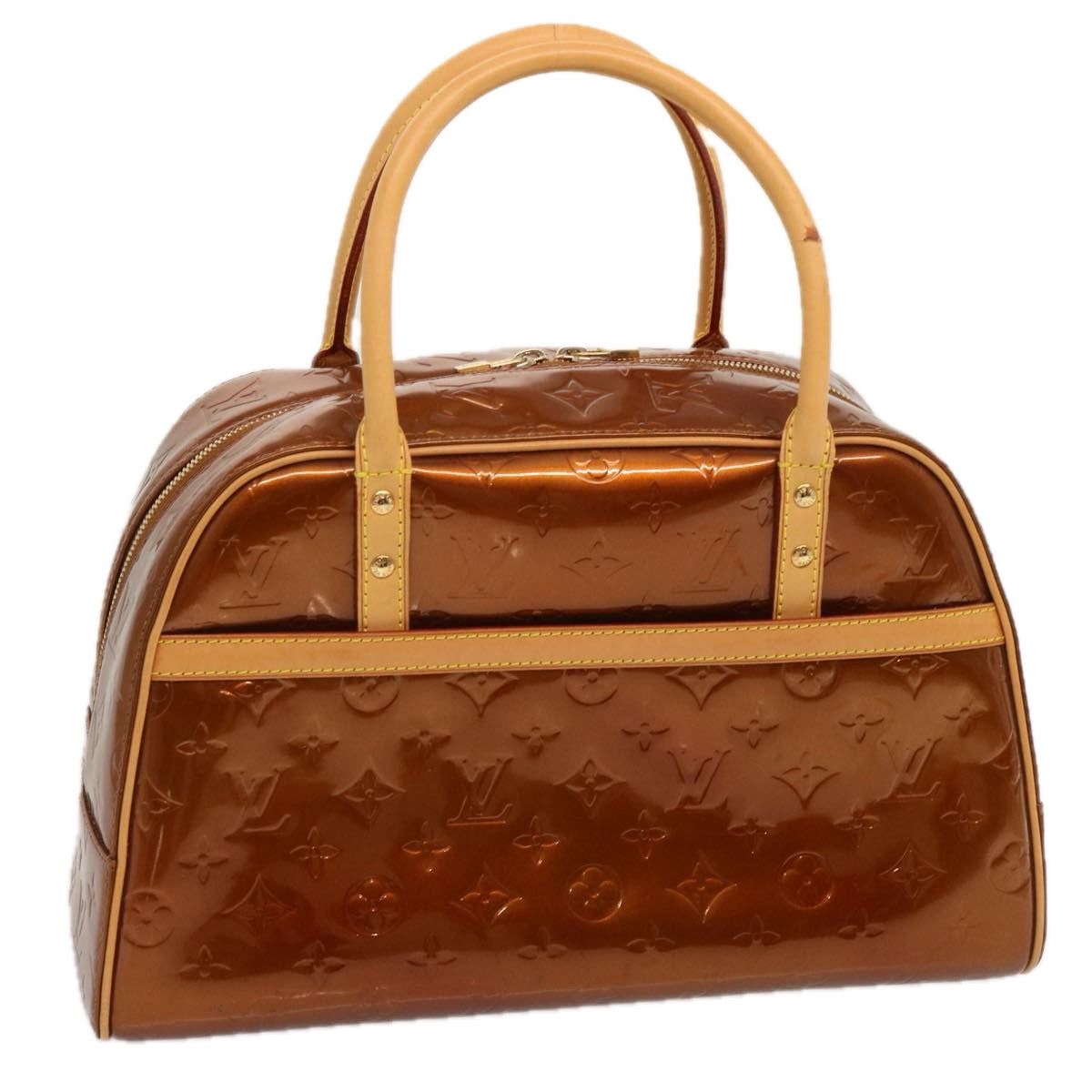 LOUIS VUITTON Monogram Vernis Tompkins Square Hand Bag Bronze M91103 71279