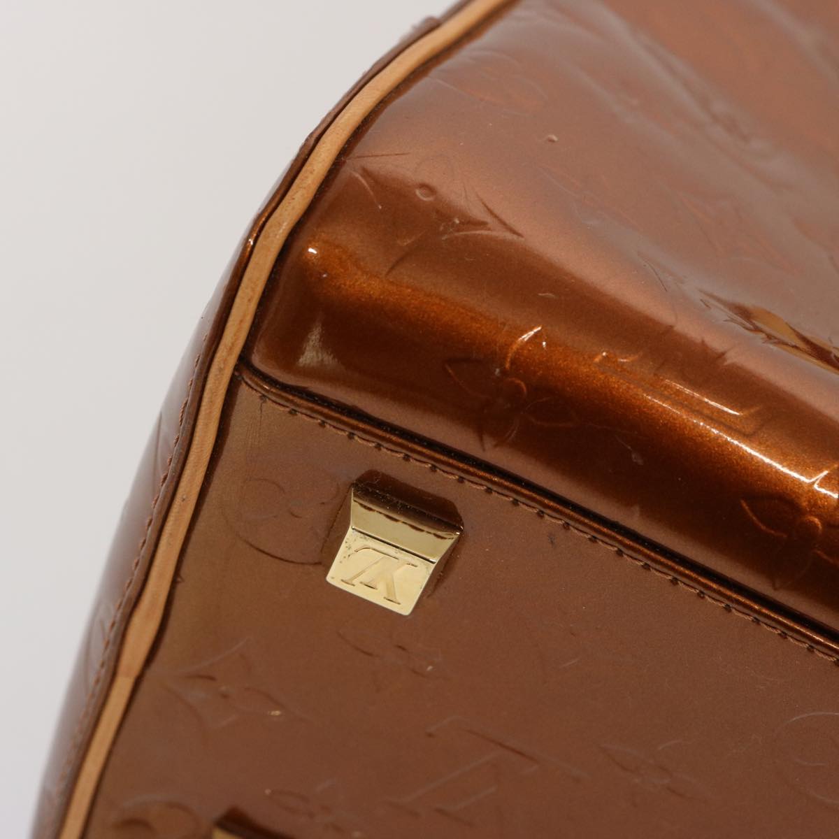 LOUIS VUITTON Monogram Vernis Tompkins Square Hand Bag Bronze M91103 71279