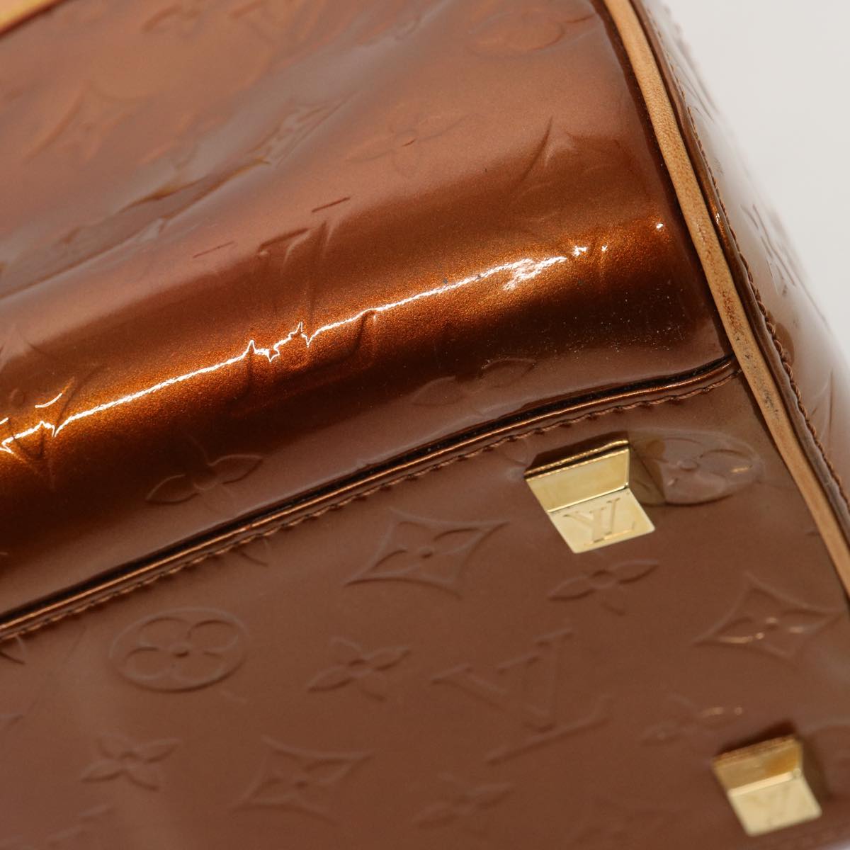 LOUIS VUITTON Monogram Vernis Tompkins Square Hand Bag Bronze M91103 71279