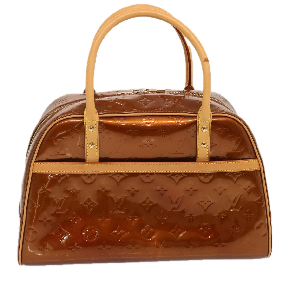LOUIS VUITTON Monogram Vernis Tompkins Square Hand Bag Bronze M91103 71279