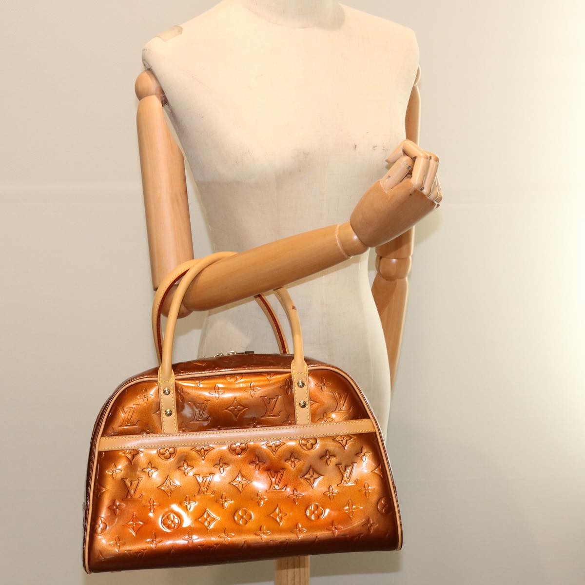 LOUIS VUITTON Monogram Vernis Tompkins Square Hand Bag Bronze M91103 71279