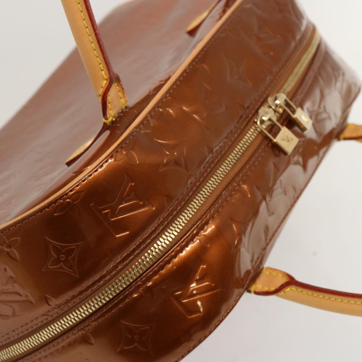 LOUIS VUITTON Monogram Vernis Tompkins Square Hand Bag Bronze M91103 71279