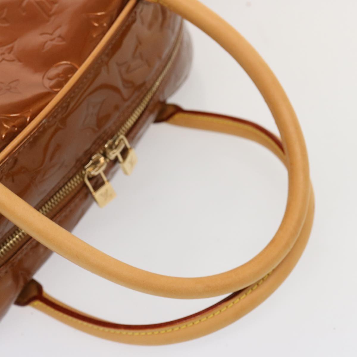 LOUIS VUITTON Monogram Vernis Tompkins Square Hand Bag Bronze M91103 71279