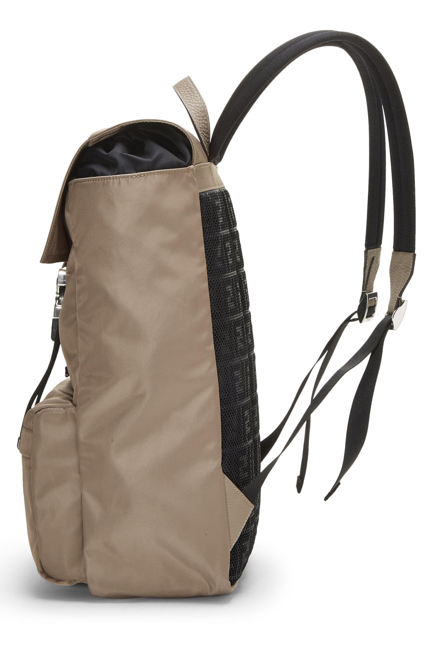 Fendi,  Brown Nylon Fendiness Backpack, Brown
