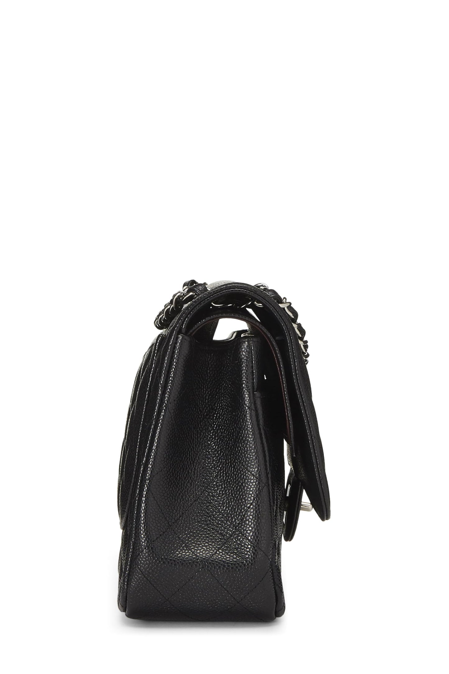 Chanel,  Black Quilted Caviar Leather New Classic Jumbo, Black