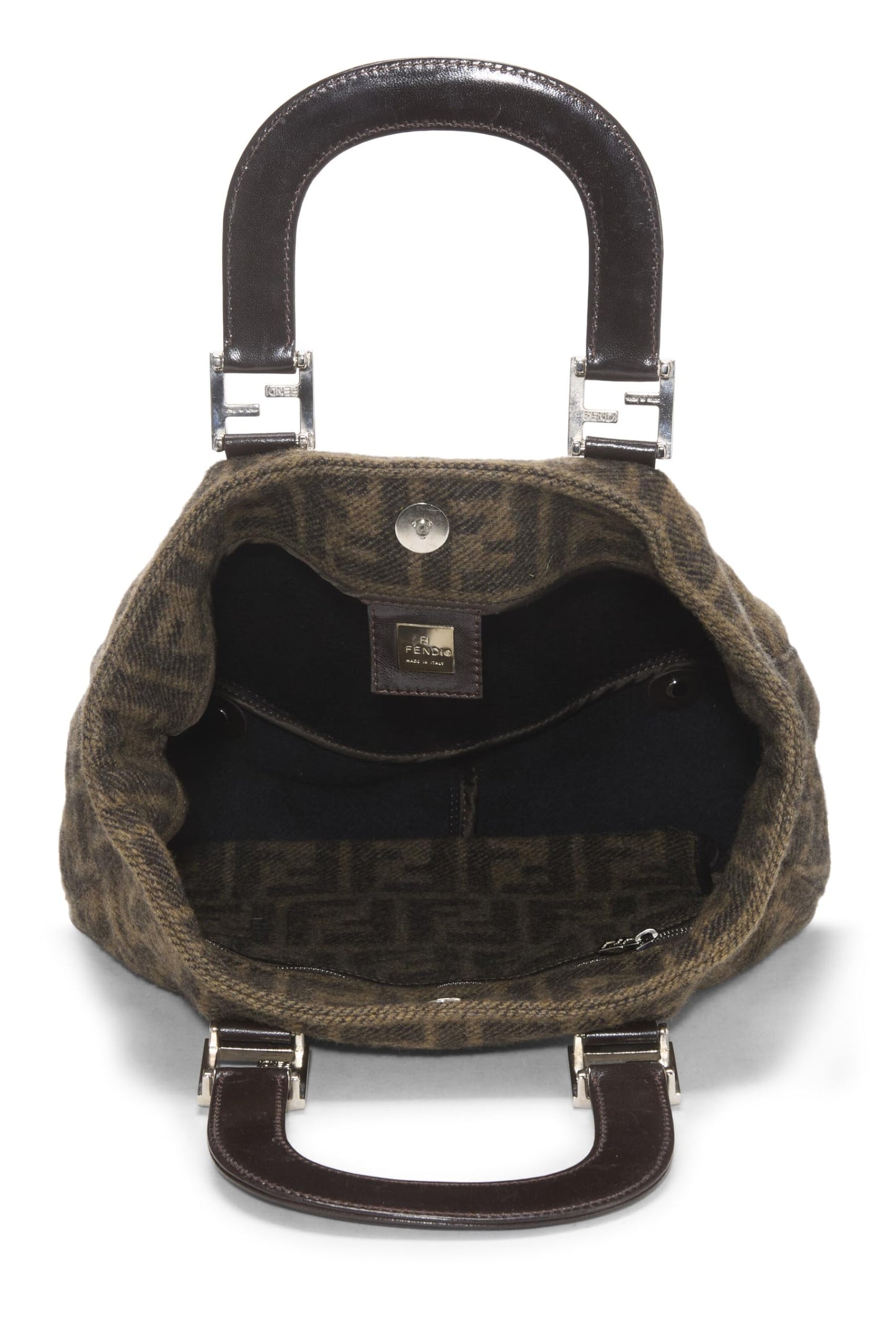 Fendi,  Brown Zucca Wool Handbag, Brown