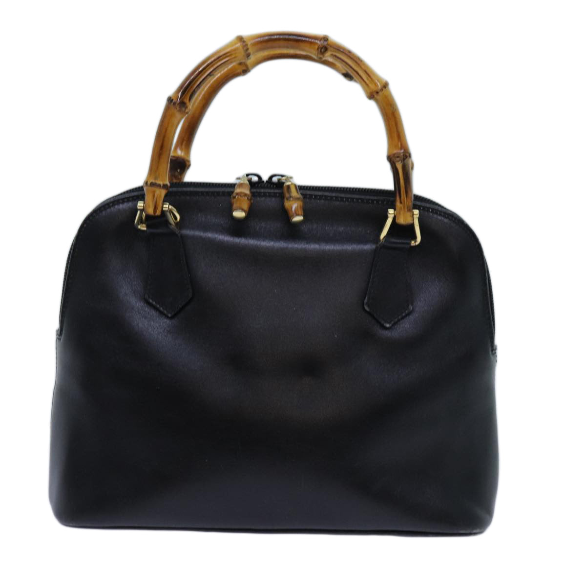 GUCCI Bamboo Hand Bag Leather Black 71309