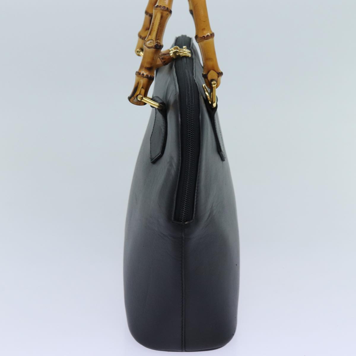 GUCCI Bamboo Hand Bag Leather 2way Black 71310