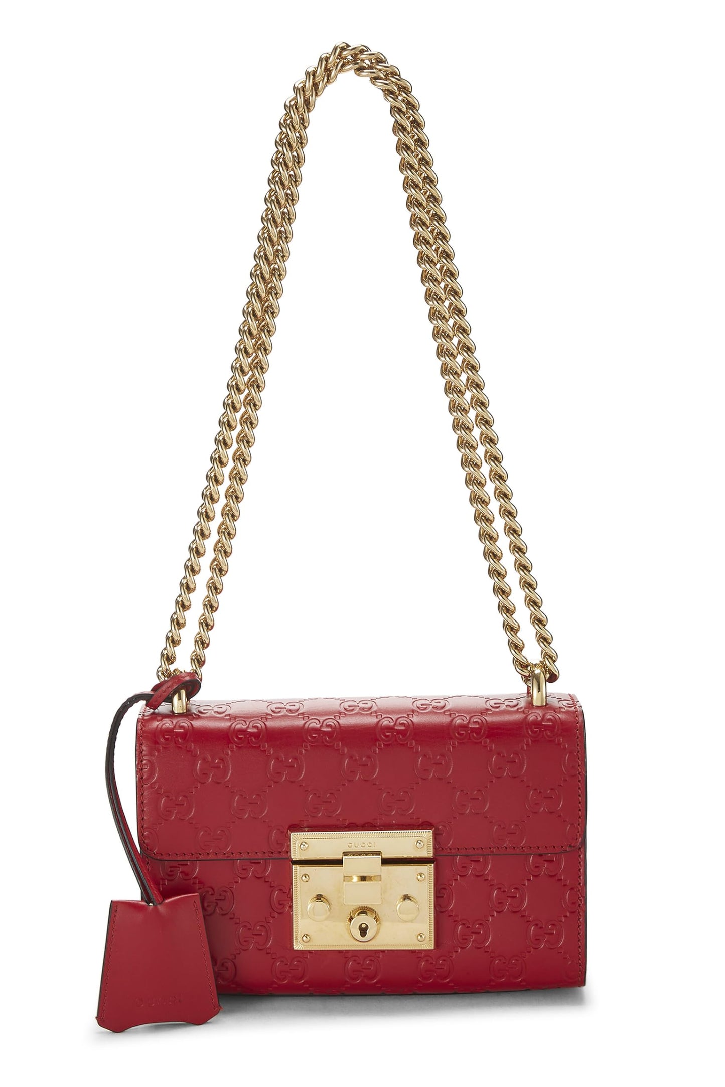 Gucci,  Red Guccissima Leather Padlock Bag Small, Red