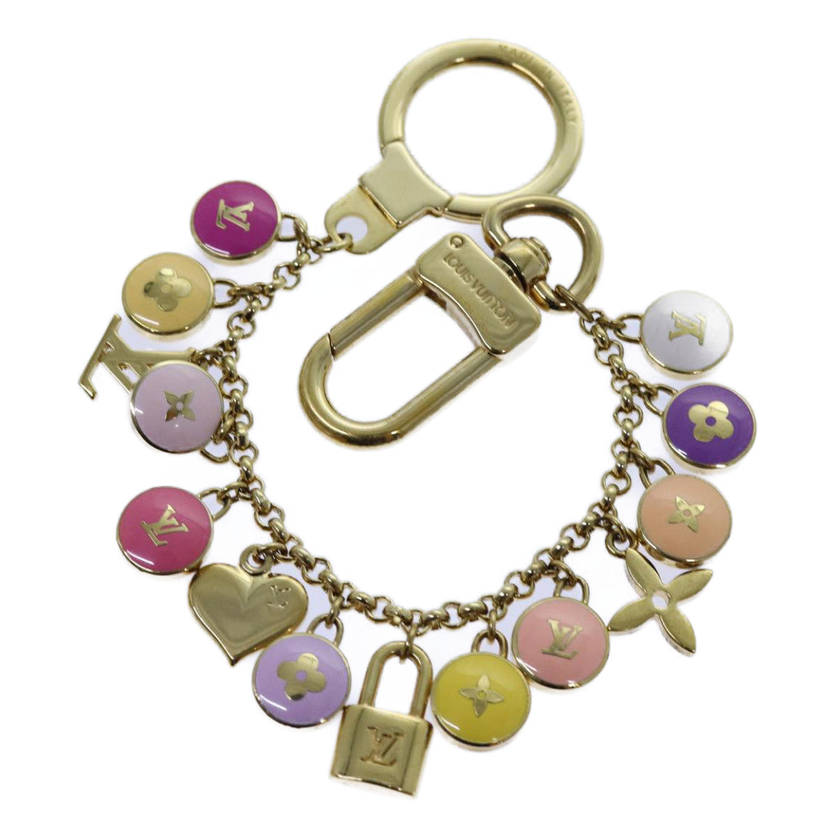 LOUIS VUITTON Monogram Porte Cles Chainne Pastilles Charm Gold M66172 71343