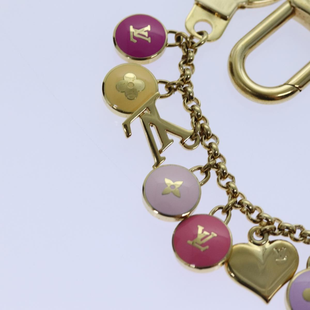 LOUIS VUITTON Monogram Porte Cles Chainne Pastilles Charm Gold M66172 71343