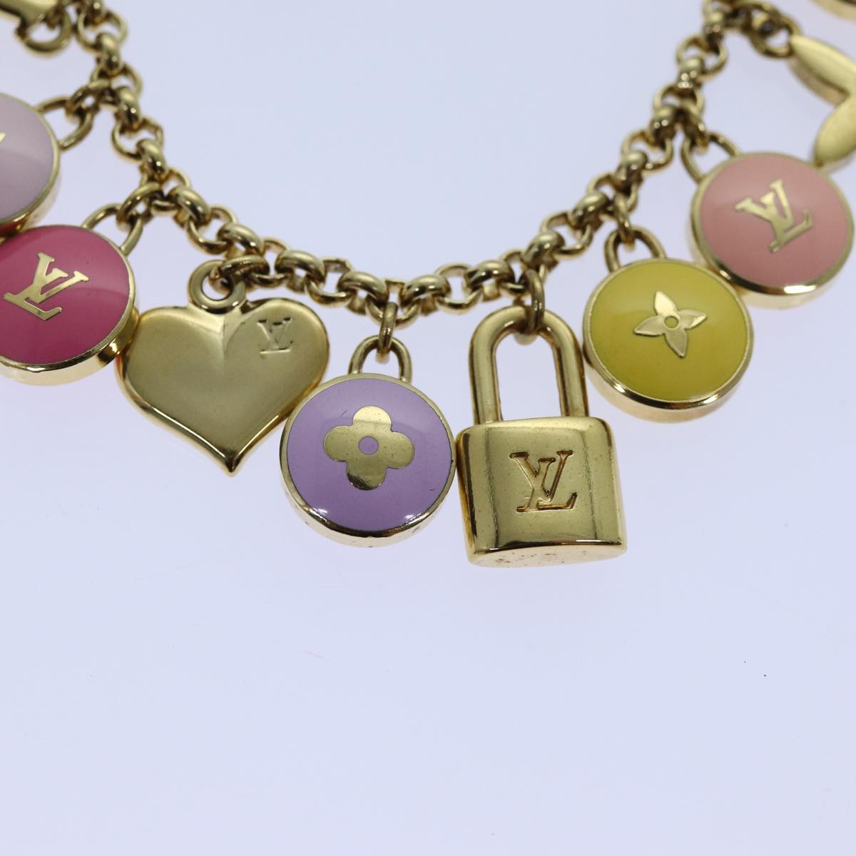 LOUIS VUITTON Monogram Porte Cles Chainne Pastilles Charm Gold M66172 71343