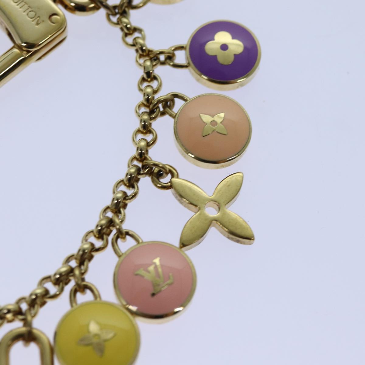 LOUIS VUITTON Monogram Porte Cles Chainne Pastilles Charm Gold M66172 71343