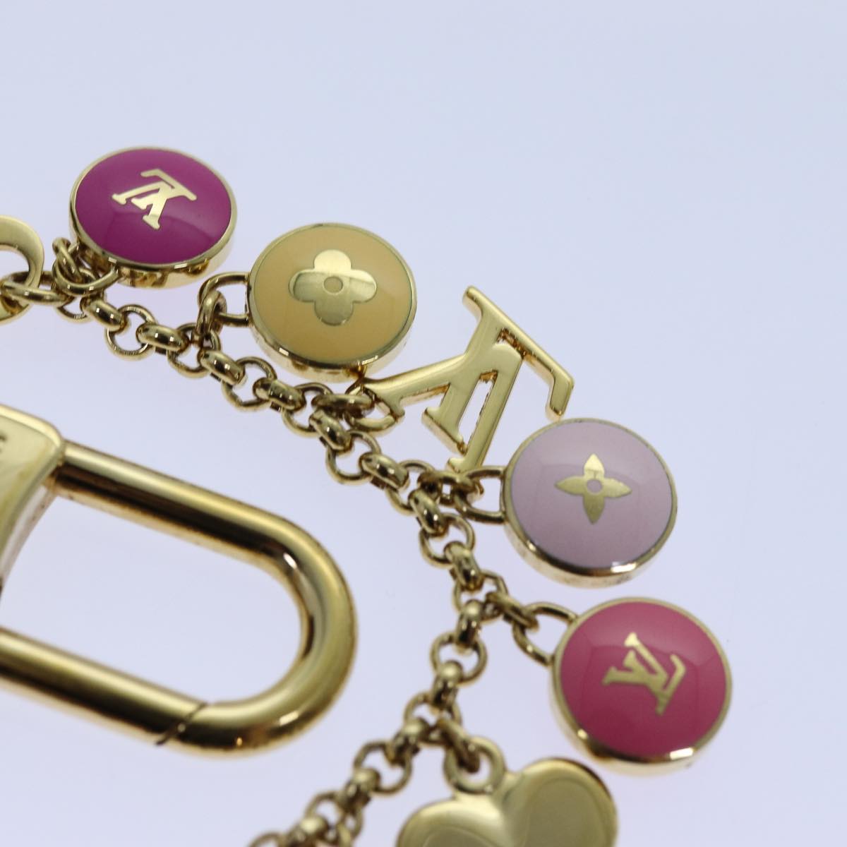 LOUIS VUITTON Monogram Porte Cles Chainne Pastilles Charm Gold M66172 71343