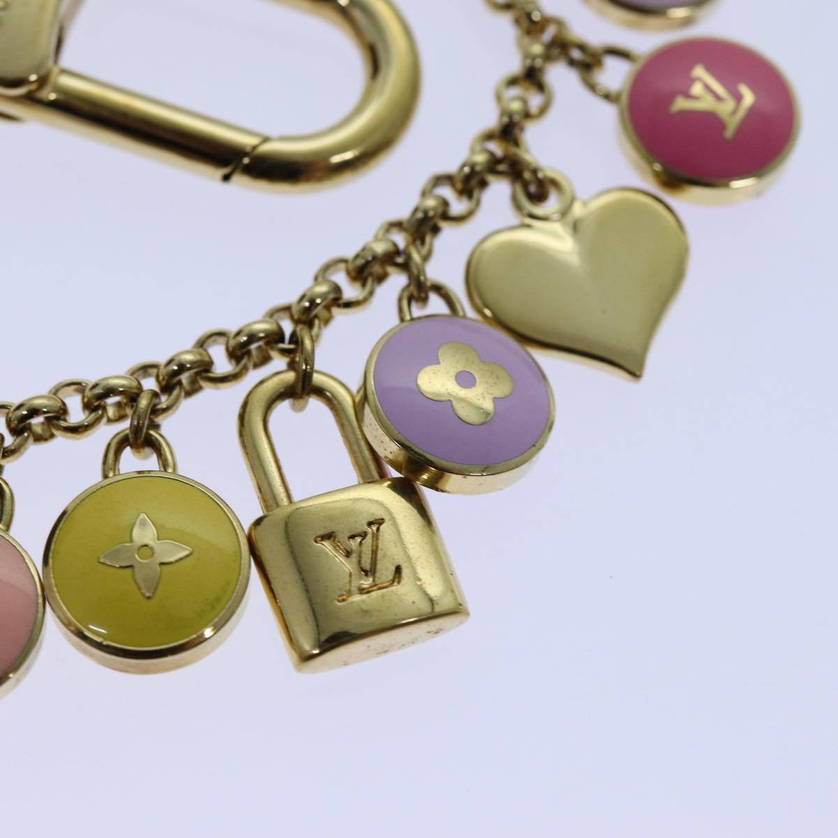 LOUIS VUITTON Monogram Porte Cles Chainne Pastilles Charm Gold M66172 71343