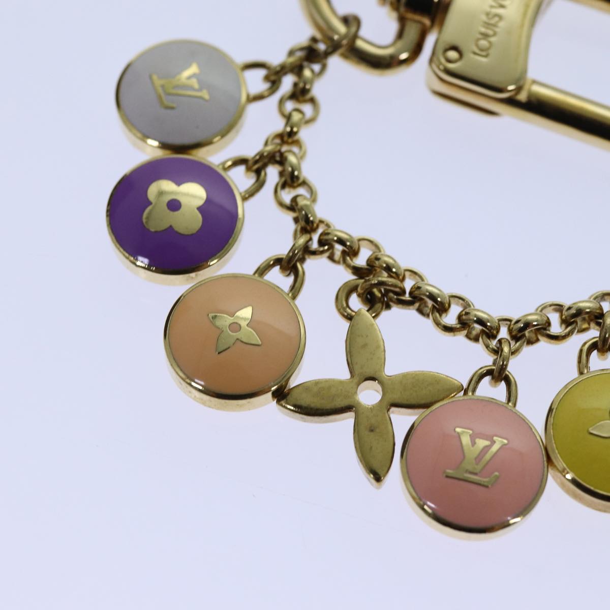 LOUIS VUITTON Monogram Porte Cles Chainne Pastilles Charm Gold M66172 71343