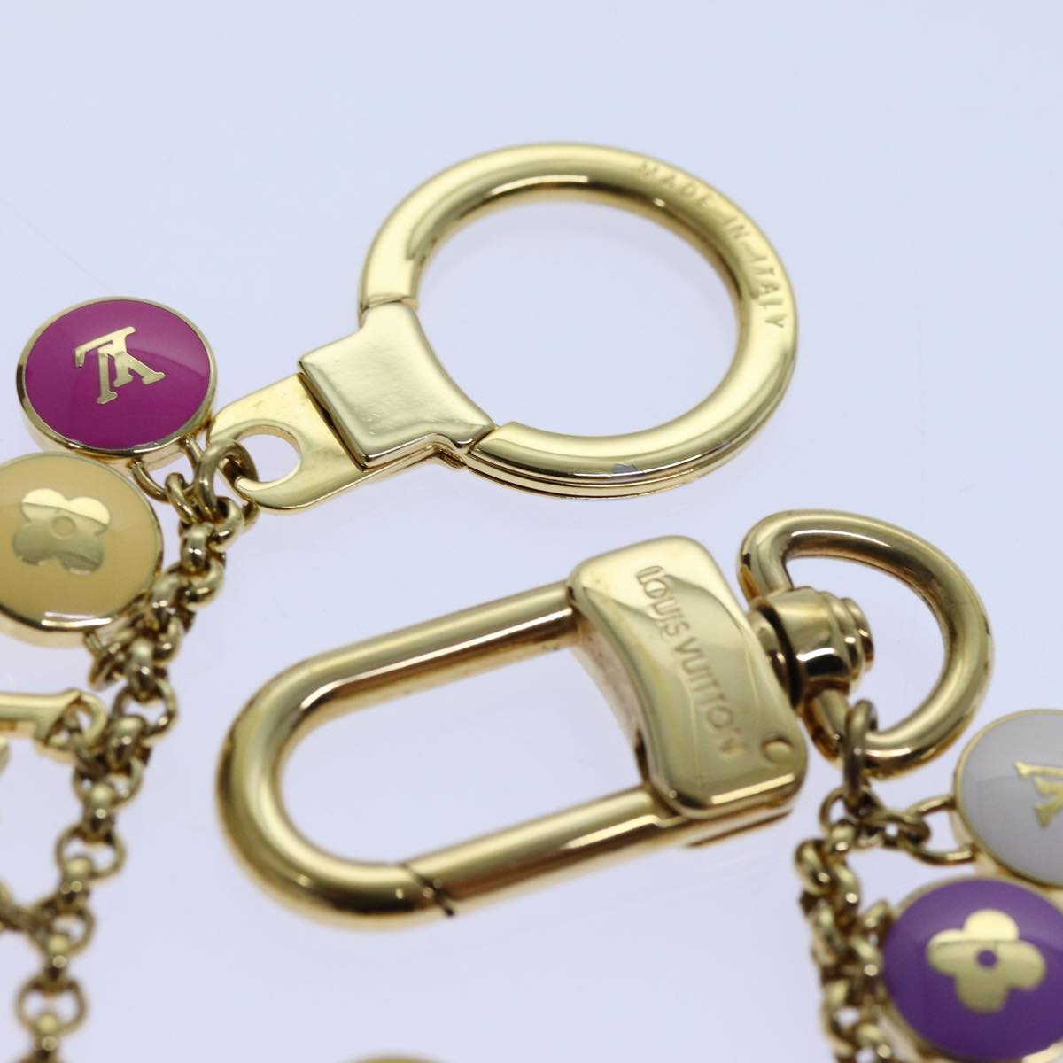 LOUIS VUITTON Monogram Porte Cles Chainne Pastilles Charm Gold M66172 71343