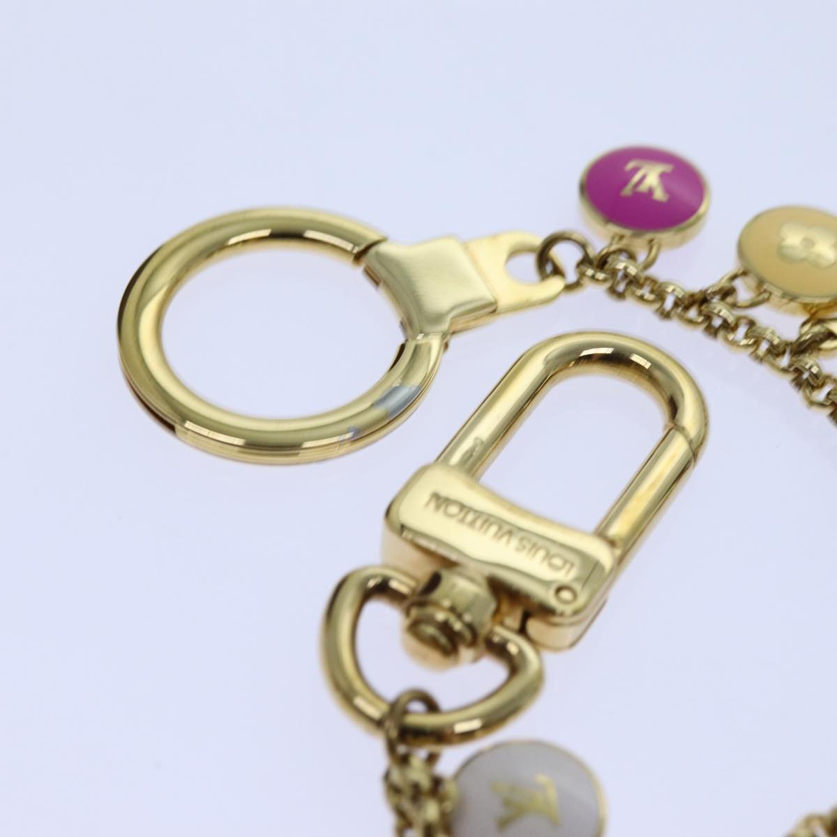 LOUIS VUITTON Monogram Porte Cles Chainne Pastilles Charm Gold M66172 71343